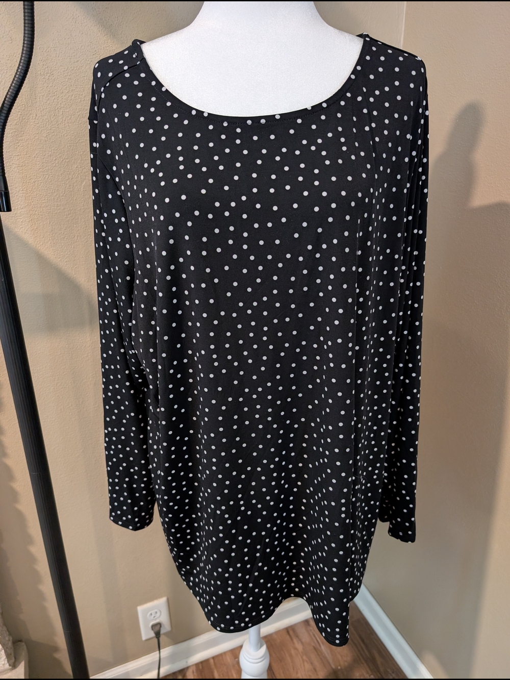 Susan Graver Black and White Polka Dot Blouse